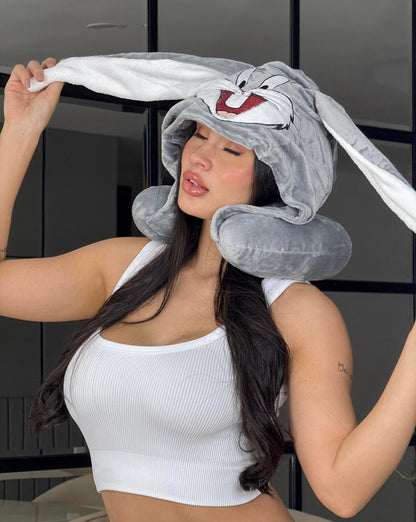Almohada viajera Bugs Bunny Gris