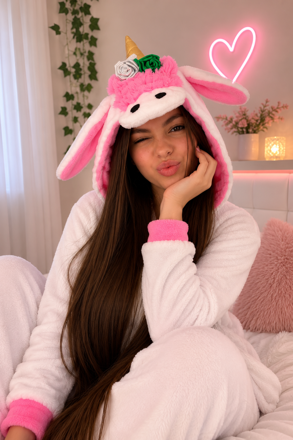 Pijama temática Unicornio Blanco-Rosado